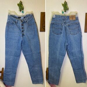 VTG 80s 90s Paris Sport Club High Waist Mom Denim Jeans Sz 7 Button Fly 26x26